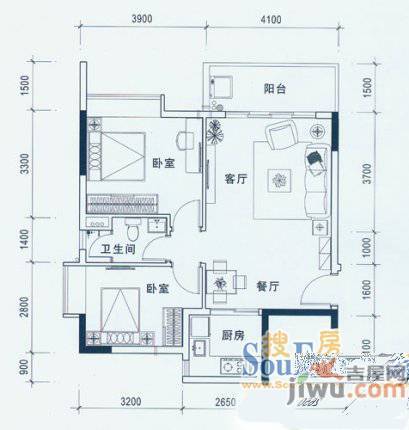 翰林苑3室2厅1卫户型图