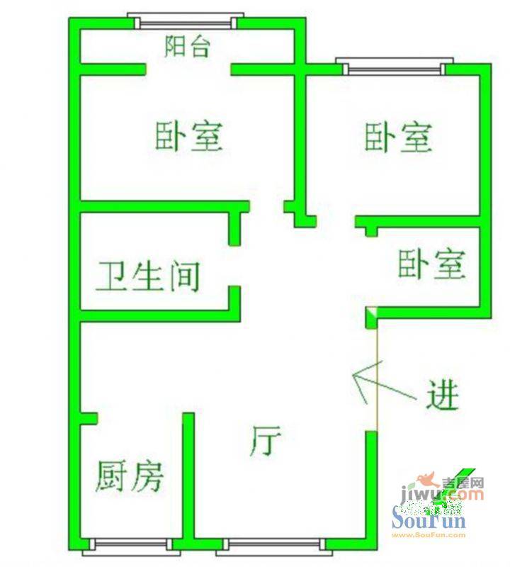 翰林苑3室2厅1卫户型图