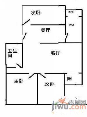 南京东路南大北区2室1厅1卫64㎡户型图