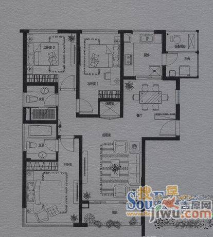 上水巷2室2厅1卫75㎡户型图