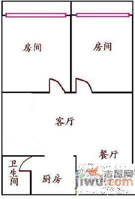 上水巷2室2厅1卫75㎡户型图