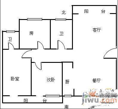 中欧金球公寓3室2厅1卫123㎡户型图