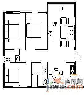 中欧金球公寓3室2厅1卫123㎡户型图