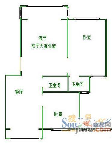 独立空间2室1厅2卫户型图