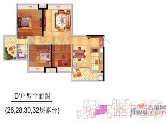 外滩铭座3室2厅1卫102.2㎡户型图