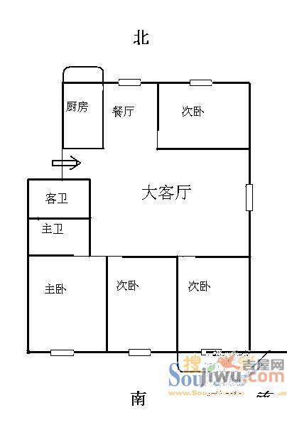 百花洲路小区2室2厅1卫户型图