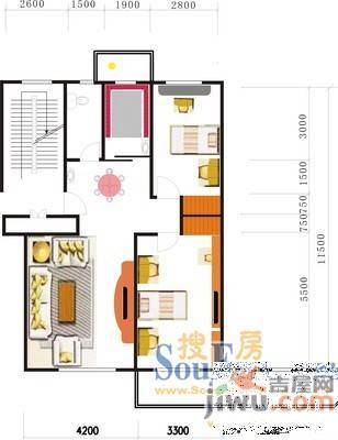 京山路平安商住楼2室2厅1卫户型图