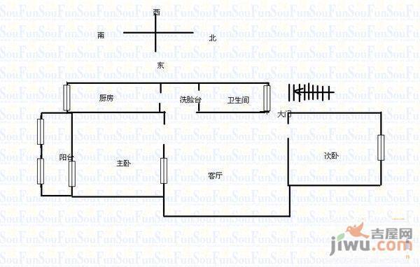 红谷六路骨胶厂2室2厅1卫90㎡户型图