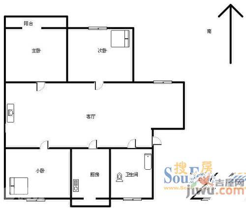 香澄苑3室2厅2卫户型图