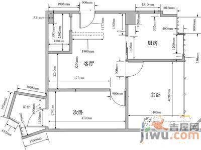 江信国际和谐花园2室2厅1卫89㎡户型图