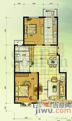 麻纺一区2室1厅1卫74㎡户型图