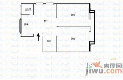 月池住宅小区2室2厅1卫86㎡户型图