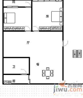 天佑路铁路一村旁2室1厅1卫77㎡户型图