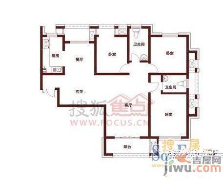 蓝天雅苑2室2厅1卫84㎡户型图