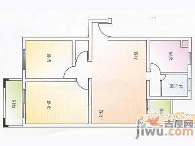 蓝天雅苑2室2厅1卫84㎡户型图