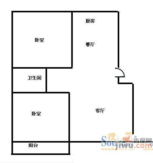 新时代广场旁散房2室1厅1卫户型图