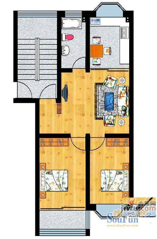 新建县公安局宿舍2室1厅1卫户型图