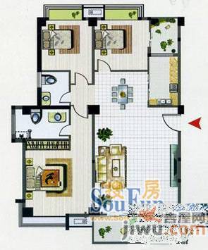 心怡广场3室2厅1卫150㎡户型图