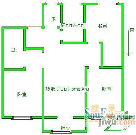 南钢生活小区2室2厅1卫户型图