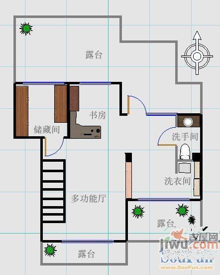 康城印象3室2厅1卫107㎡户型图