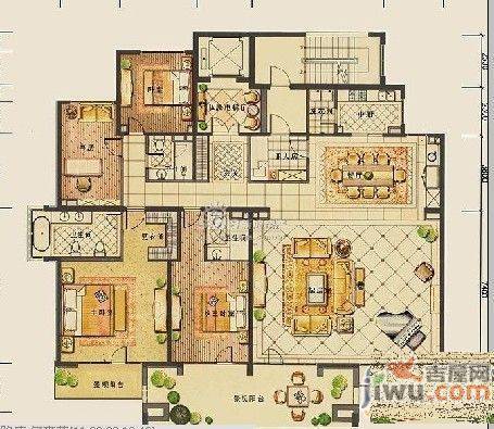 康城印象3室2厅1卫107㎡户型图