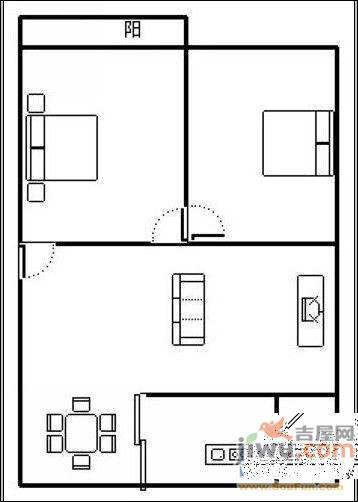 洪钢吉都居住小区2室2厅1卫86㎡户型图