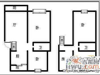 洪钢吉都居住小区2室2厅1卫86㎡户型图