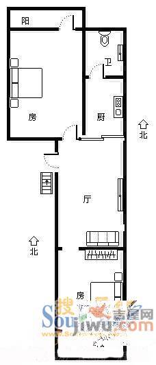 赐福巷3室1厅1卫68㎡户型图