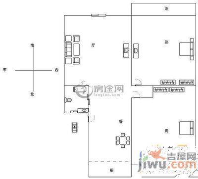 良龙小区2室2厅2卫110㎡户型图