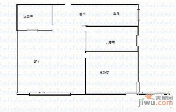 天佑国际公寓3室2厅2卫户型图