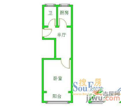 铁路三村2室1厅1卫57㎡户型图