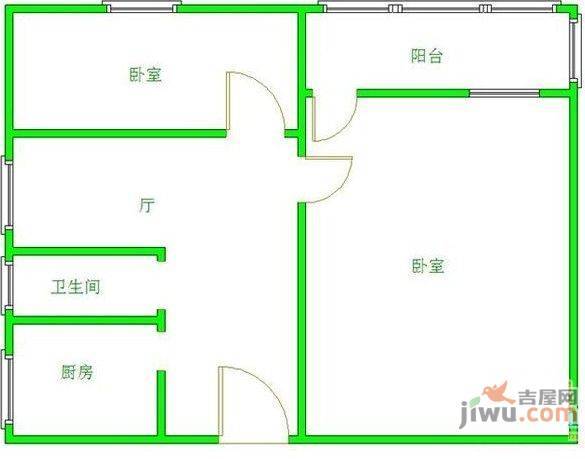 广润门三区2室1厅1卫45㎡户型图