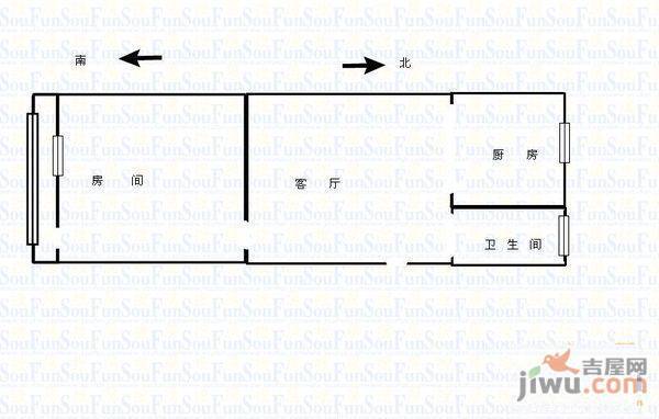 东沐英城2室1厅1卫64㎡户型图