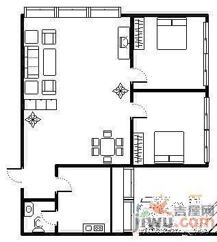 东沐英城2室1厅1卫64㎡户型图