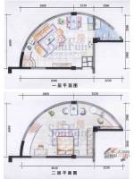 江信国际花园1室2厅1卫62.7㎡户型图