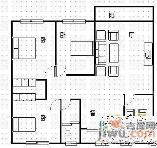 光达小区2室2厅1卫80㎡户型图