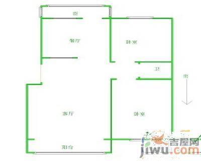 怡鑫花园2室2厅1卫94㎡户型图