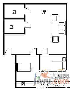 抚生路2室2厅1卫85㎡户型图