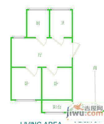 抚生路2室2厅1卫85㎡户型图