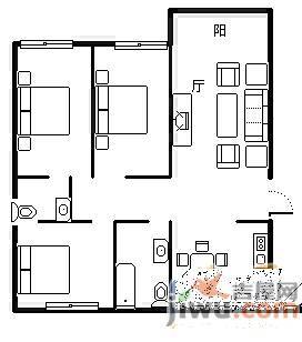 小金台2室2厅1卫103㎡户型图