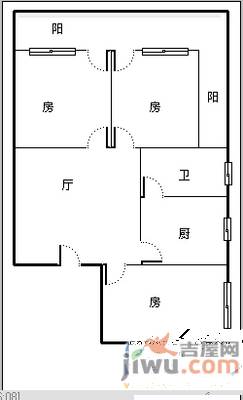 小金台2室2厅1卫103㎡户型图