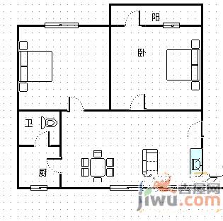 小金台2室2厅1卫103㎡户型图