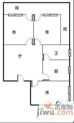 小金台2室2厅1卫103㎡户型图