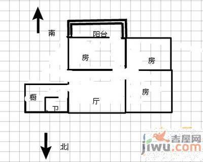 干家前巷干家大屋2室1厅1卫57㎡户型图