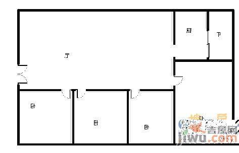 丁公路商储住宅区3室2厅1卫102㎡户型图