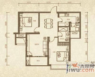 丁公路商储住宅区3室2厅1卫102㎡户型图