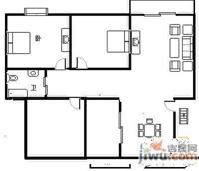 丁公路商储住宅区3室2厅1卫102㎡户型图