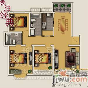 金球公寓3室2厅2卫户型图