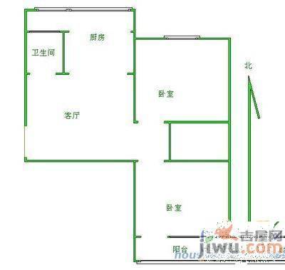 北京东路洪都钢厂宿舍2室1厅1卫70㎡户型图
