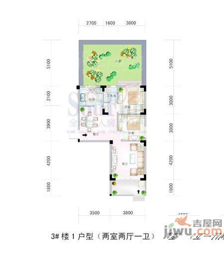 水岸菁华3室2厅2卫122.5㎡户型图